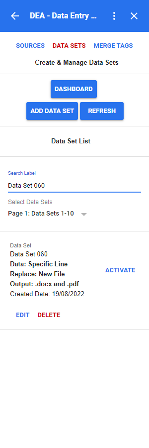 DEA Data Sets Search Data Sets