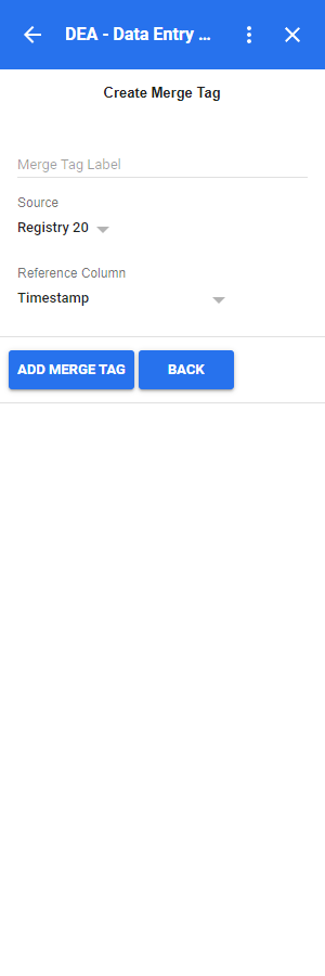 DEA Merge Tags Add Merge Tag