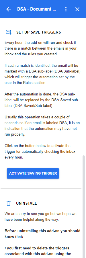 DSA About Active Reactivate Triggers