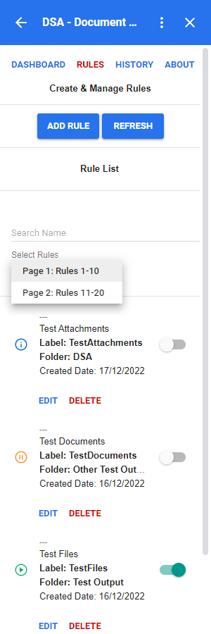 DSA Rules Select Rules